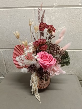 Pink Dried Mirror Vase